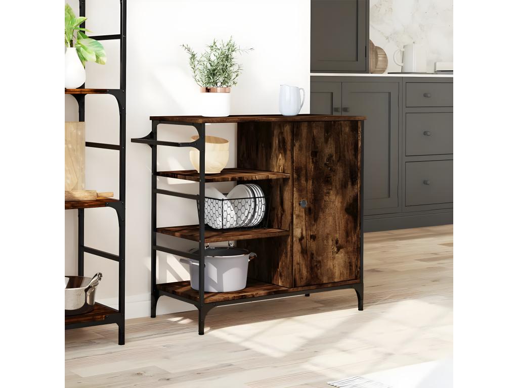 Smoked oak kitchen trolley 87.5x38.5x84.5 engineered wood YKVE28663