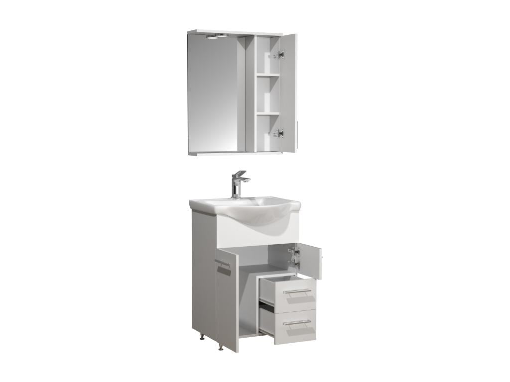 Dekonao 3-piece bathroom vanity unit with sink, drawer, and toilet cabinet, Lisalo L, white, HFSP94165