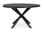 Ligniva round table, 130cm, black mango wood and black steel legs, GPZK71247