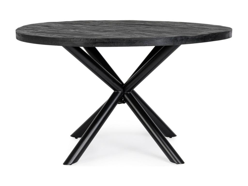 Ligniva round table, 130cm, black mango wood and black steel legs, GPZK71247