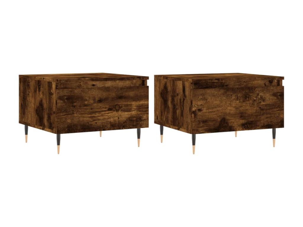 2-piece coffee tables, smoked oak, 50x46x35 cm, engineered wood ZFLW97114