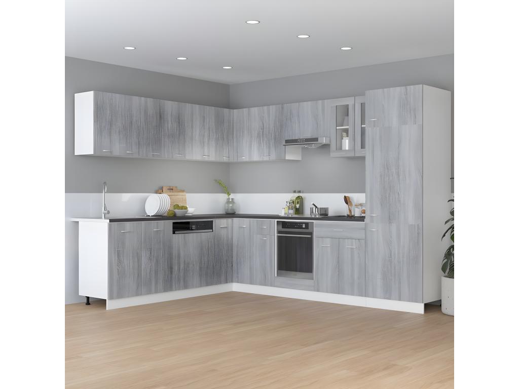 Dekonao Grey Refrigerator Cabinet 60x57x207 cm Wood ENDEX65033