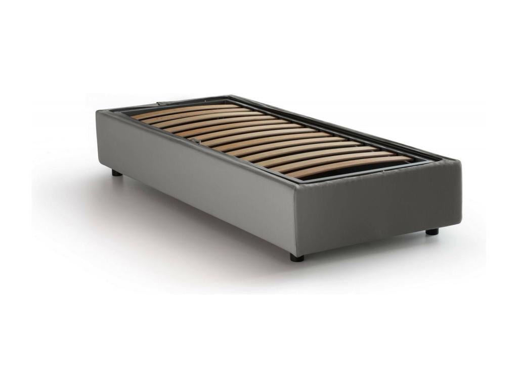 Dekonao Single Bed, Storage Bed with Fabric Upholstery, Made in Italy, Front Opening, Includes 80x200 cm Mattress, Grey EKLH03784