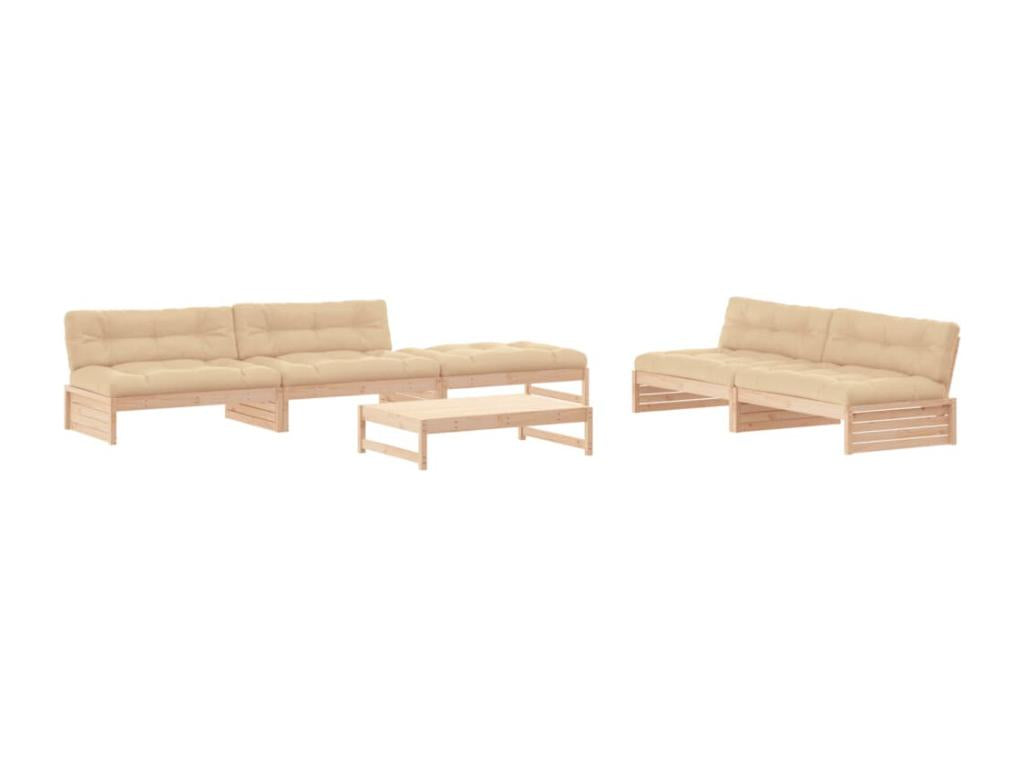 6-piece garden furniture set with solid wood cushions SRBT90136