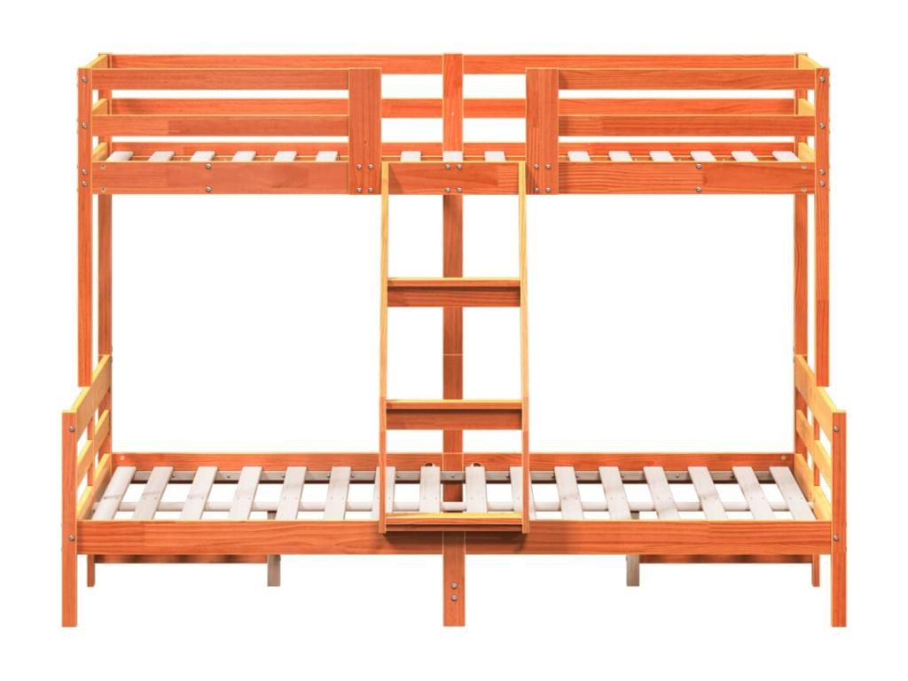 Bunk bed 90x200-140x200 brown wax solid pine wood PWWD93213
