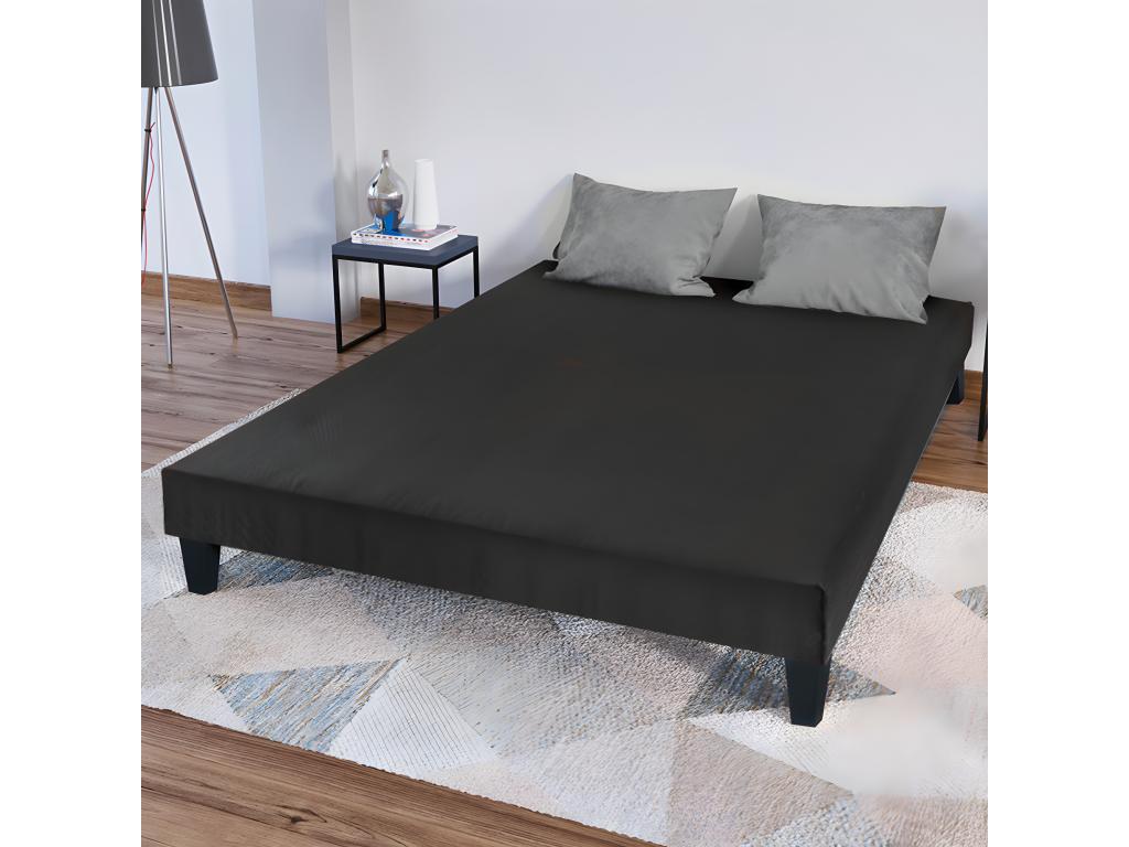 Nobellea BEDDING - Nobellea upholstered bed base 140x190 cm - 13 cm thick - Anthracite grey, legs not included GGDP48506
