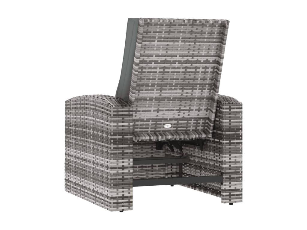 NINU53539 Reclining Garden Armchair with Grey Wicker Cushions