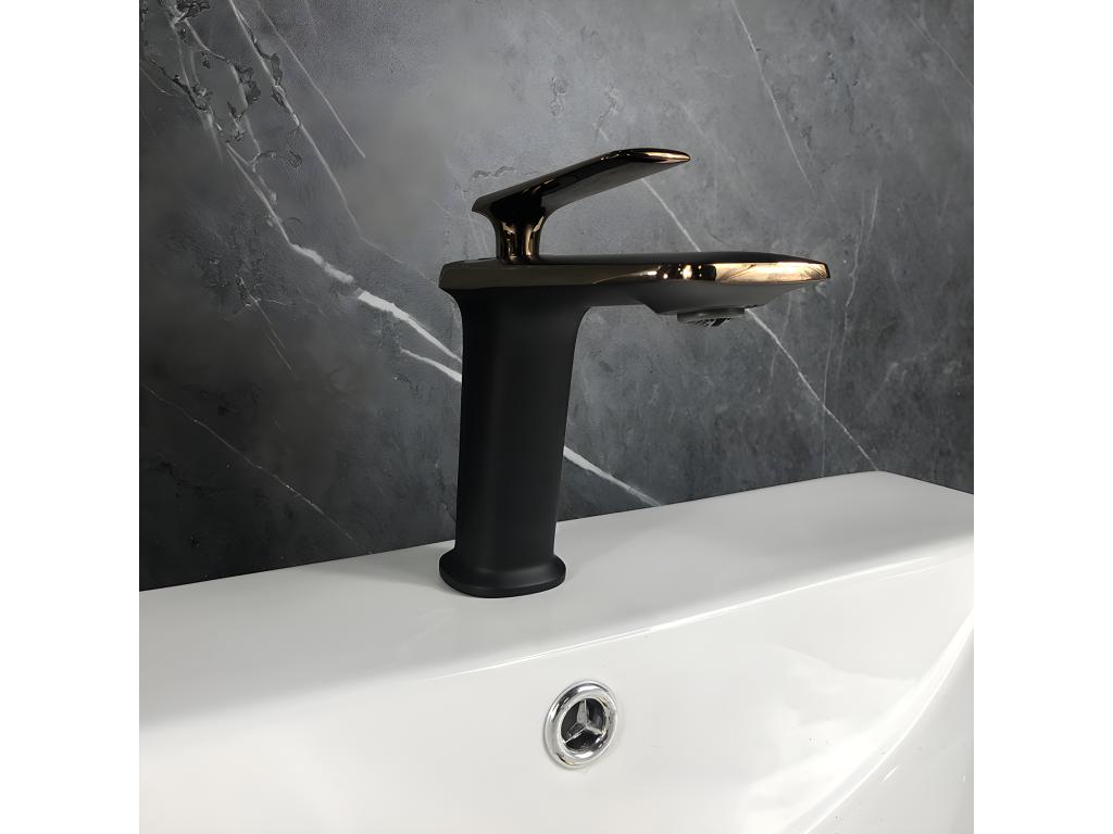 Black/Rose Gold Basin Mixer Tap - Dekonao ZFRK59894