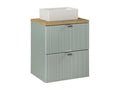 Dekonao Green and Wood 50cm Single Sink Vanity Unit with 2 Drawers and Tall Cabinet SAQQ32101