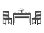 4-piece garden dining set, grey solid pine wood, QUEU43273
