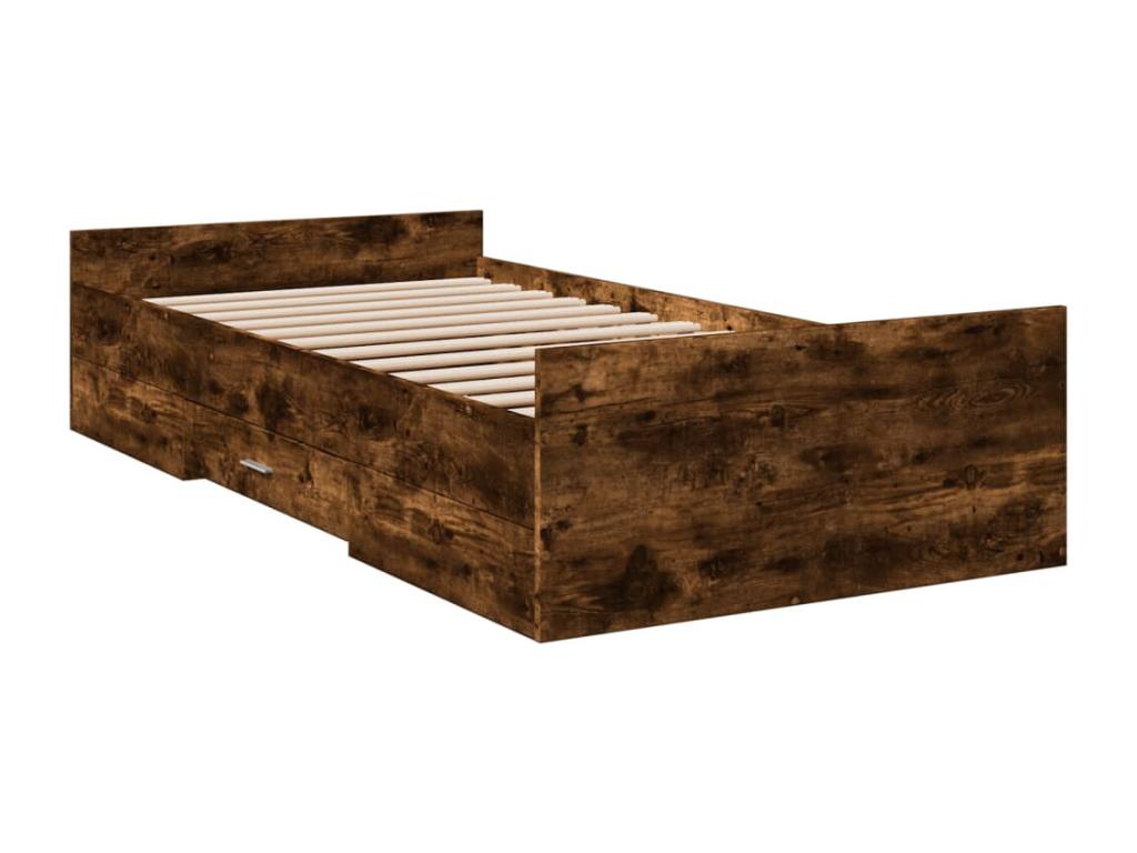 Smoked oak bed frame and drawers 90x190 engineered wood LUKZ53122