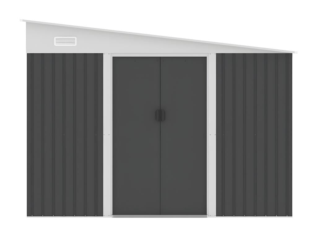 Anthracite galvanized steel lean-to metal garden shed, 9.76 m² - Dekonao QHNL81663
