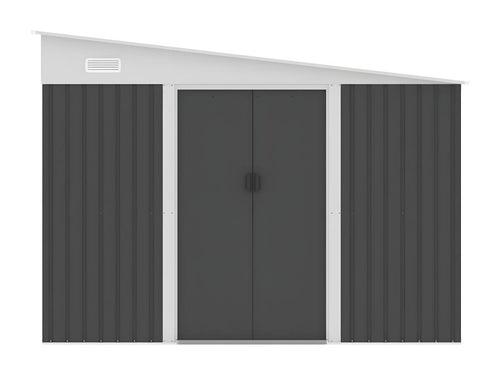 Anthracite galvanized steel lean-to metal garden shed, 9.76 m² - Dekonao QHNL81663