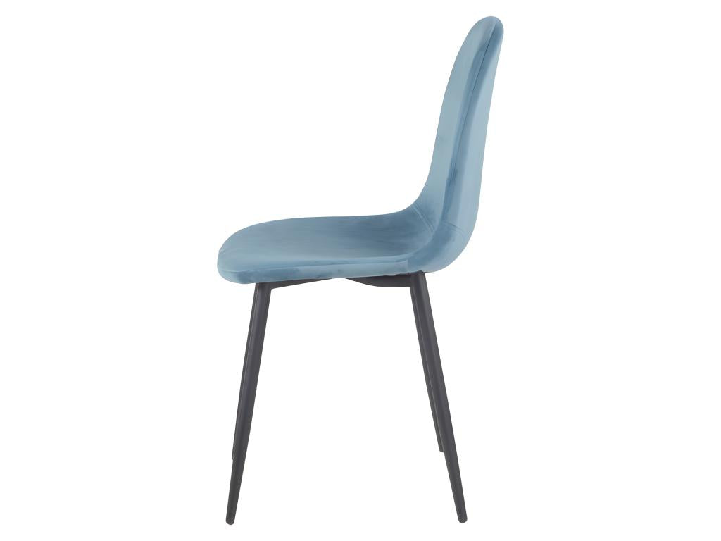 Set of 2 Scandinavian chairs in blue velvet with black metal legs - Dekonao EOQN69971