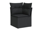 9-piece garden furniture set with cushions, black wicker resin RHWH39127