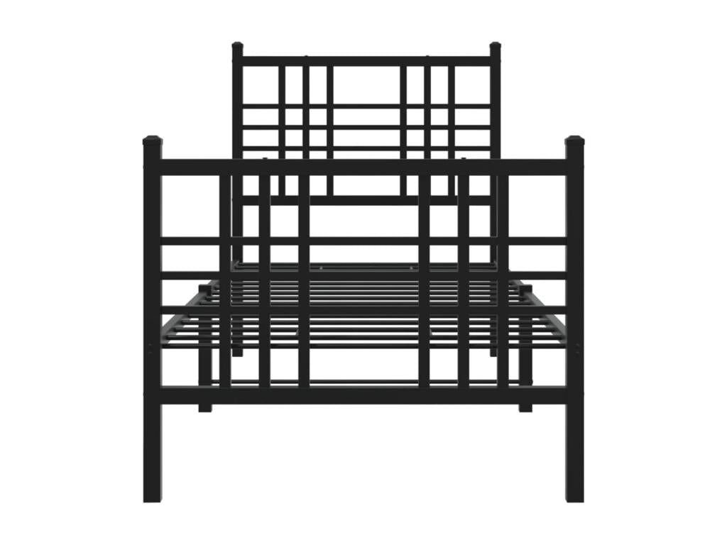 Metal bed frame with headboard and footboard, black, 80x200 FBPM43357