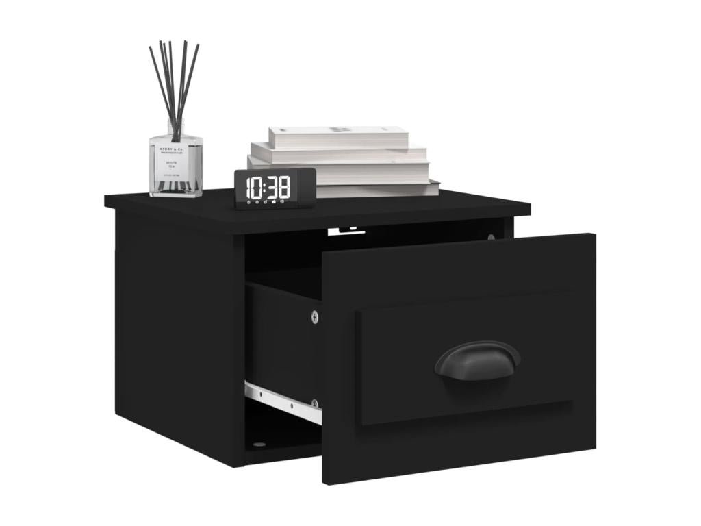 Wall-mounted bedside tables, 2 pcs, black, 41.5x36x28 cm, GDID23660