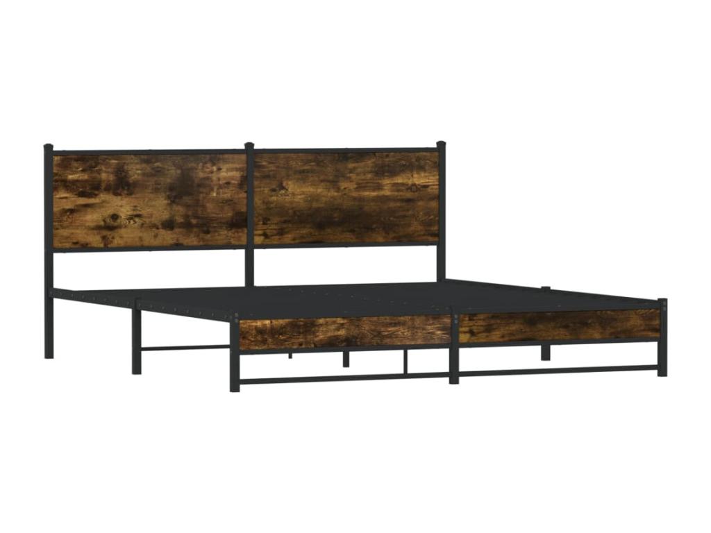 Metal bed frame without mattress, smoked oak, 183x213 cm, ITTZ59022