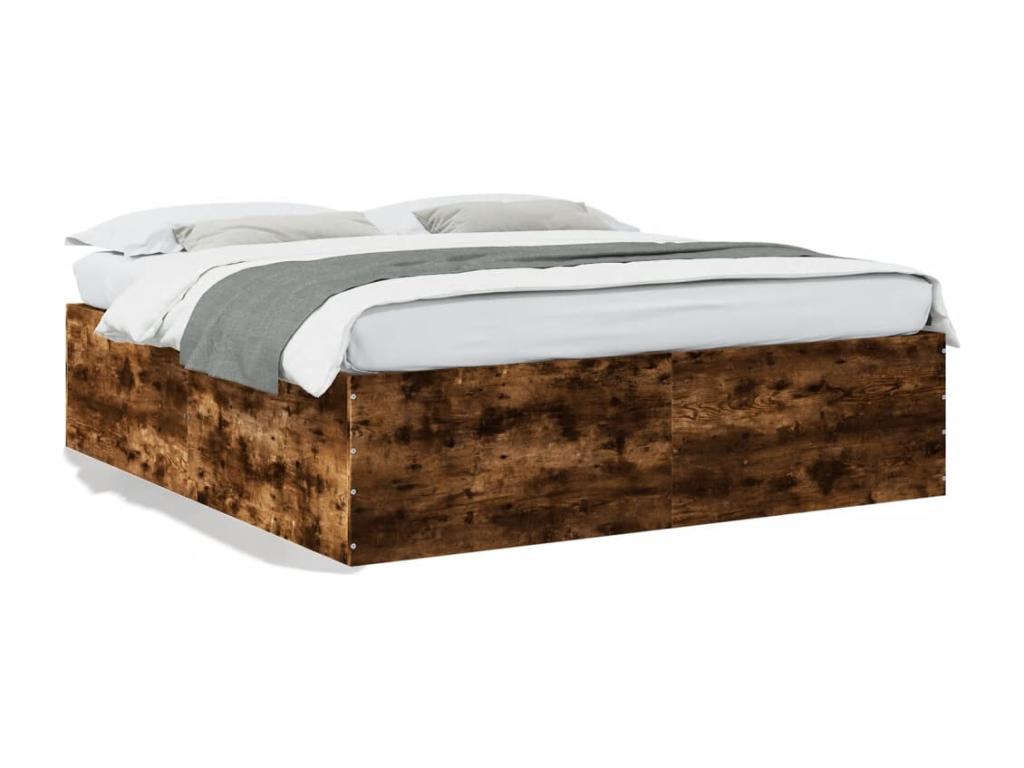 Smoked oak bed frame without mattress, 180x200 cm, JESH74851