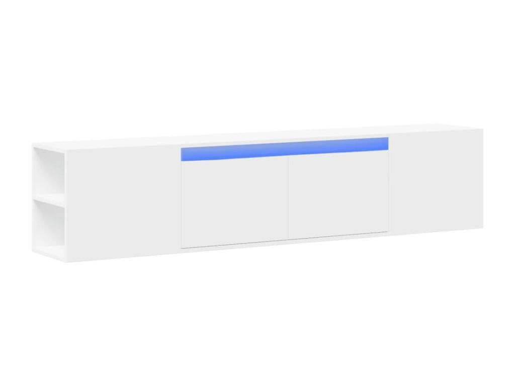 Wall-mounted TV unit with white LED lighting, 180x31x39.5 cm, NXFZ27065