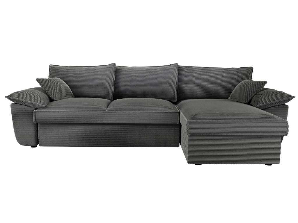 Dekonao II DDZG13825 Right-hand corner sofa bed in dark grey corduroy with storage compartment