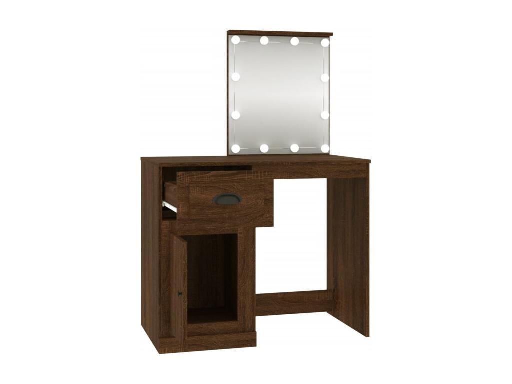 Dressing table with LED, brown oak, 90x50x132.5cm, engineered wood, YEMX60740