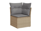 Garden furniture set with cushions, 7 pieces, beige woven resin, RJCP72708