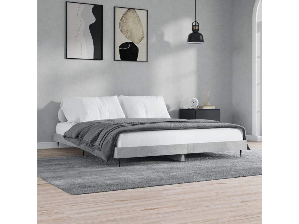 Bed frame without mattress, concrete grey, 160x200 cm QKEO99176