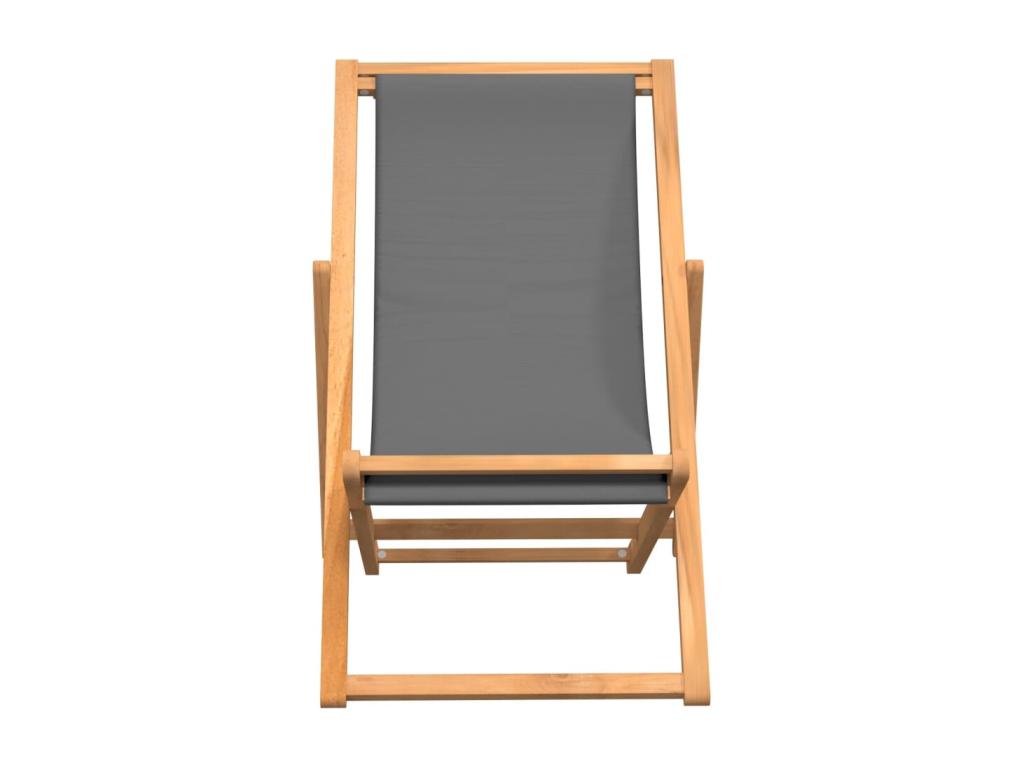 Folding beach chair, solid teak wood, grey, EOXY12203
