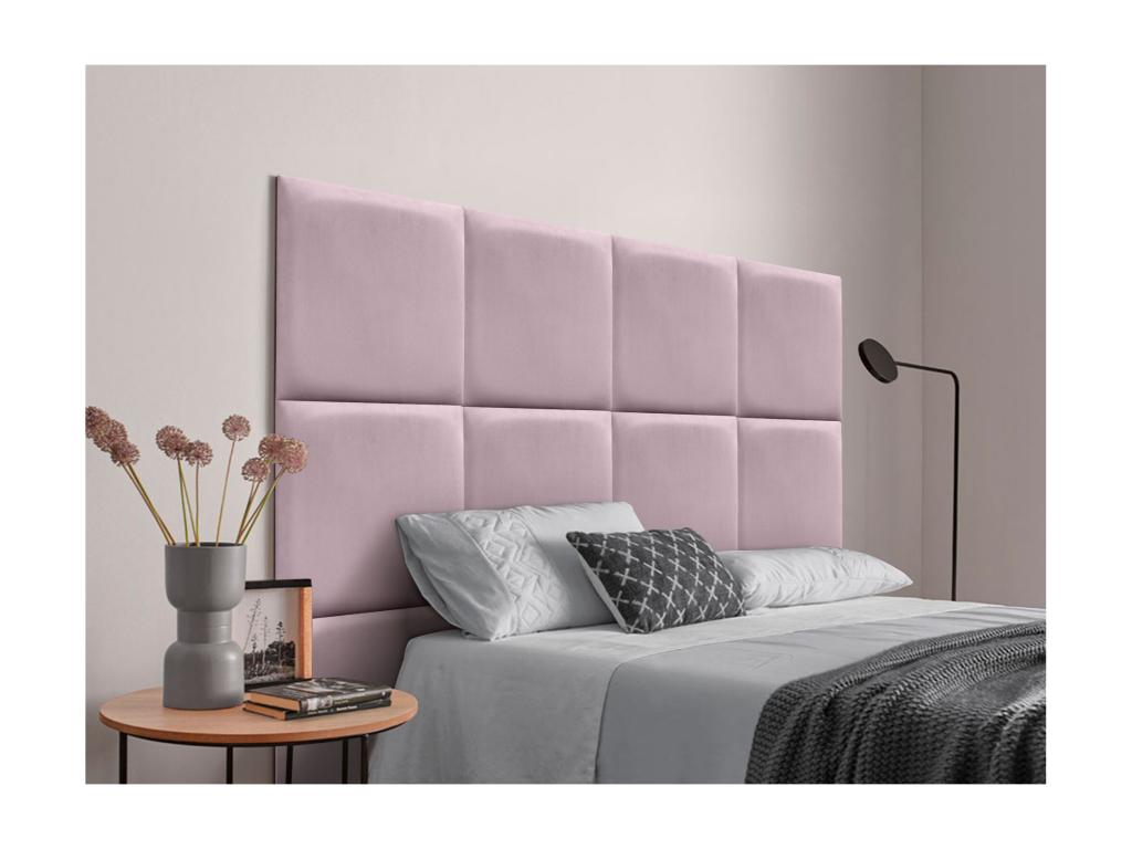 Dekonao Upholstered Headboard in Quality Velvet, Dekonao Interior Composed of Interchangeable Self-Adhesive Panels for Bedroom, Salmon Color, 135 cm TRRV88152