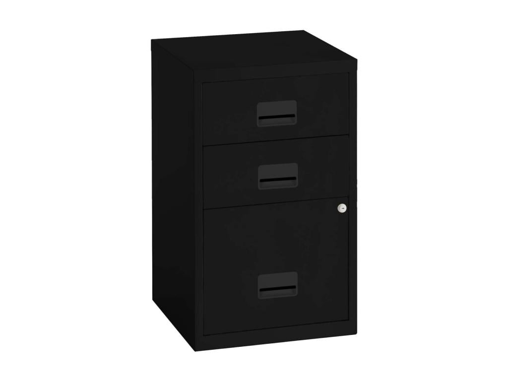 Low steel storage column with 3 drawers, matte black COWW83308