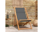 Folding beach chair, solid teak wood, grey, EOXY12203