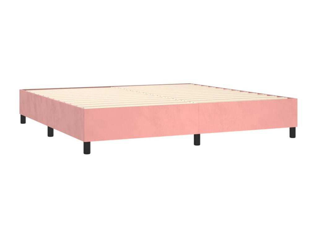 Upholstered bed base with mattress and LED light, Pink, 200x200 cm, Velvet, LYPB68180