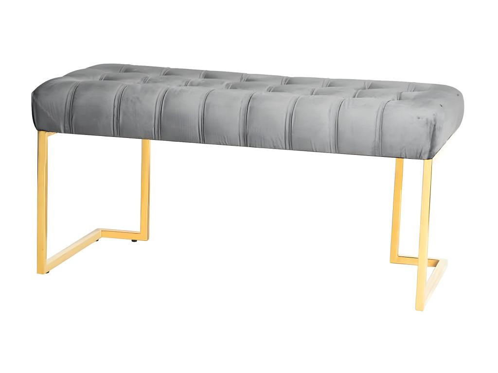 Ligniva Velvet Designer Bench 100cm Gray / Gold UPGO32782