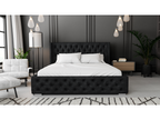 Dekonao Rolia Adult Bed 200x200 - Upholstered Double Bed - Dekonao Slatted Base with Storage and Headboard - Black Velvet Dekonao 07 POTQ99694