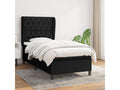 Upholstered bed base and mattress, black, 80x200 cm, fabric OXFS70970
