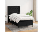Upholstered bed base and mattress, black, 80x200 cm, fabric OXFS70970