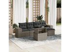 6-piece garden furniture set with grey resin wicker cushions QWLS50845