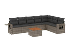 8-piece garden furniture set with grey resin wicker cushions WHLA17484