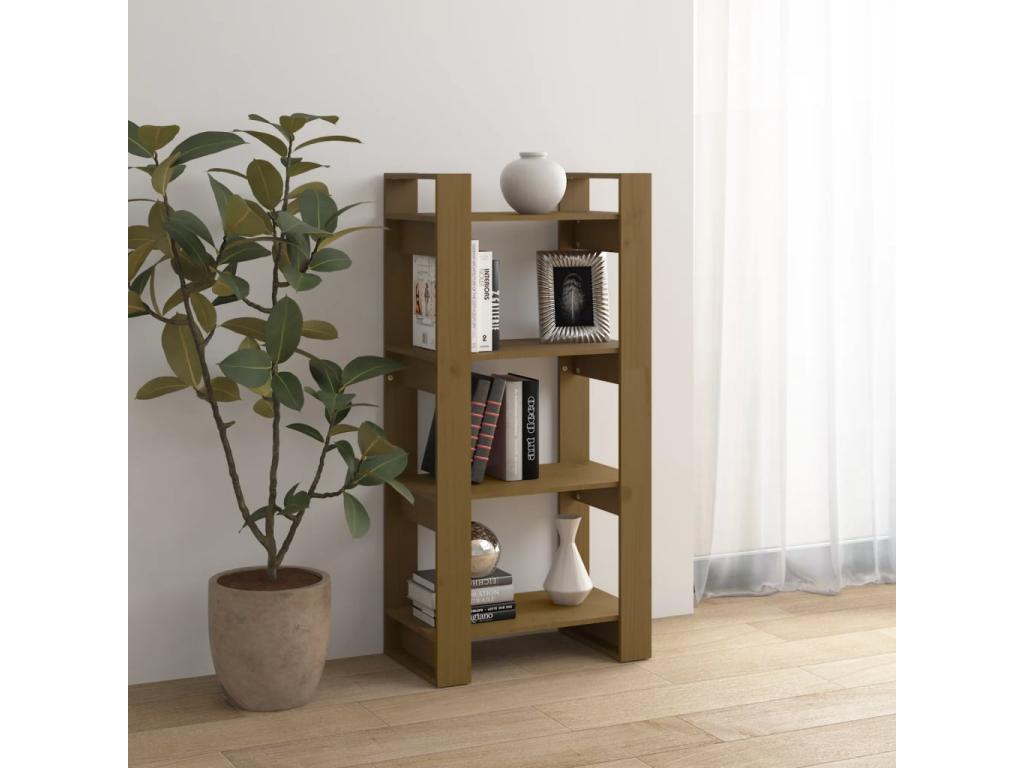 Honey Brown Bookshelf/Partition 60x35x125 cm Solid Wood BKCY54125