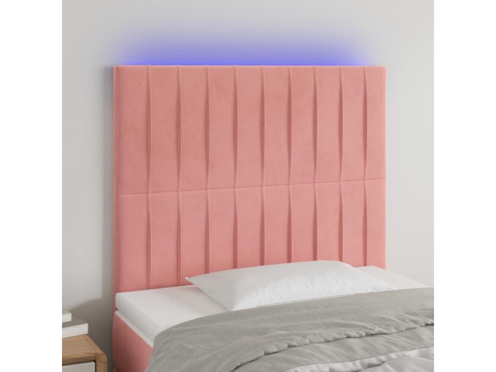 Pink LED Headboard 90x5x118/128 cm Velvet FDXX29612