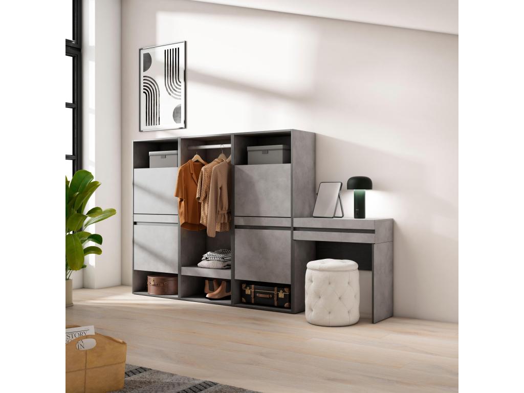 Shoe Cabinet 250x35x145 cm Bedroom Room Open Dressing Table Cement HGRG63442