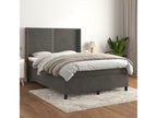 Upholstered bed base and mattress, Dark Grey, 140x190cm, Velvet, MBDH74856