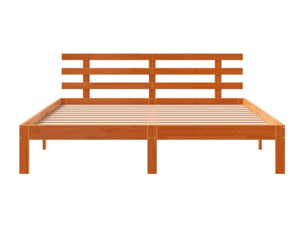 Bed frame without mattress, brown wax finish, 160x200cm, solid pine wood, YEYC23446