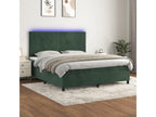 Upholstered bed base with mattress and LED light, Dark Green, 180x200 cm, Velvet, MWCE26394