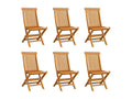 6-Piece Folding Garden Chairs, Solid Teak Wood AWYW06461