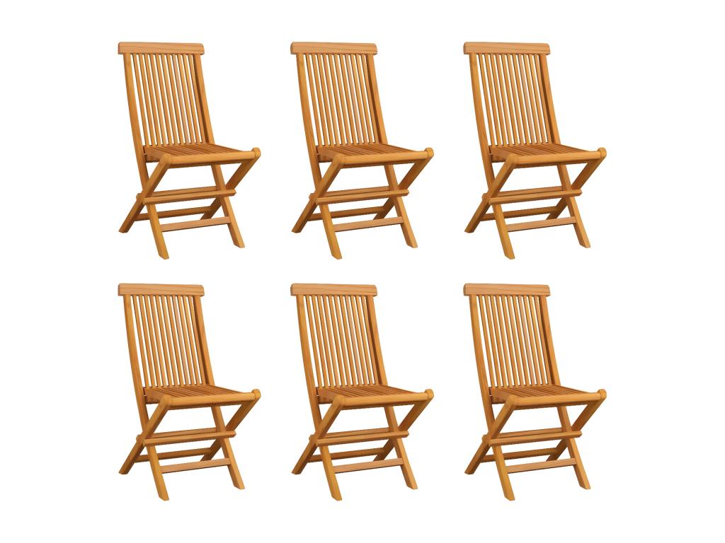 6-Piece Folding Garden Chairs, Solid Teak Wood AWYW06461