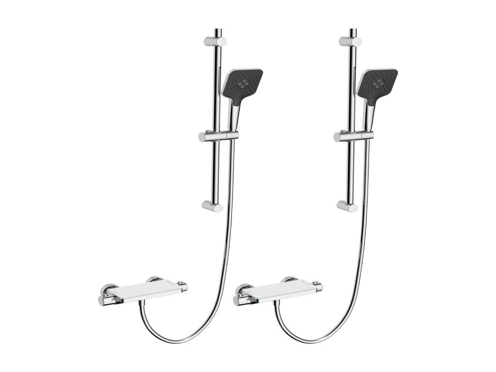2PCS Dekonao Max Elegant Shower Set with Shelf and 3-Function Hand Shower, Chrome Thermostatic Shower Column with 38°C Mixer Tap FXGE35718