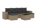 Garden furniture set with cushions, 7 pieces, grey woven resin, VGGG17639