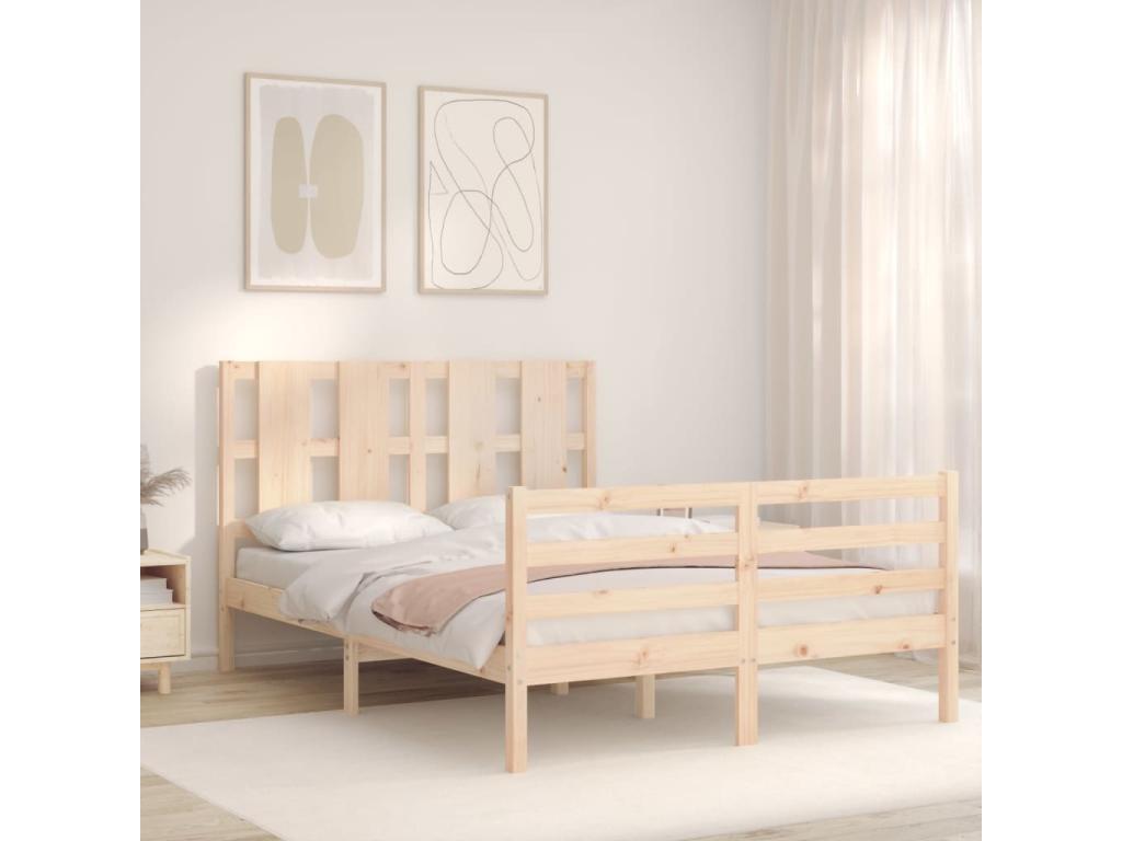 Bed frame with headboard 140x200 cm solid wood UVCI61772
